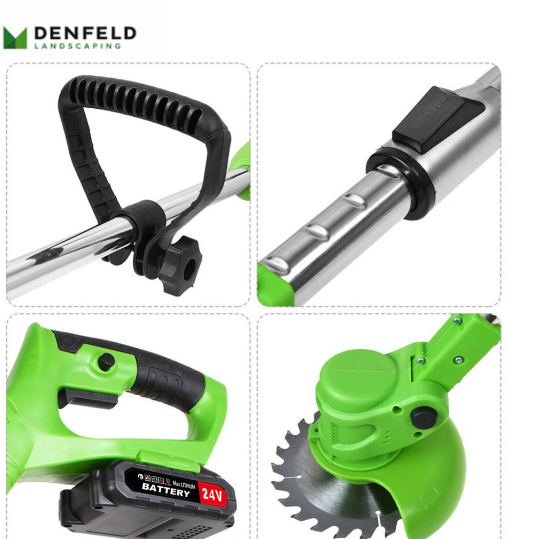cordless weed trimmer with dual batteries for lawn maintenance