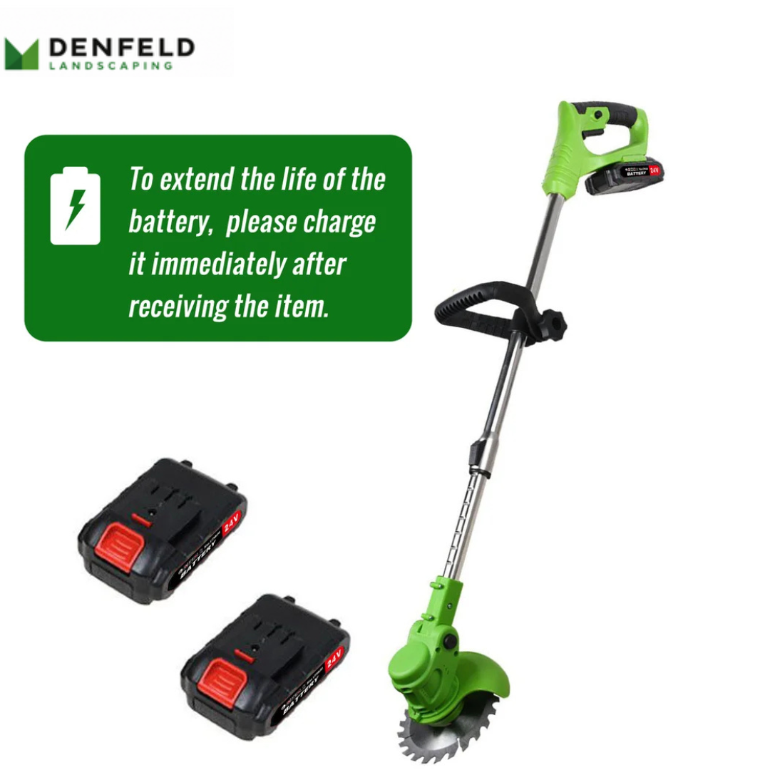cordless weed trimmer with dual batteries for lawn maintenance